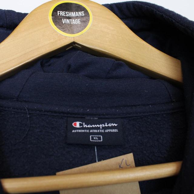 Vintage 00s Champion Navy Blue Spellout Hoodie Jumper