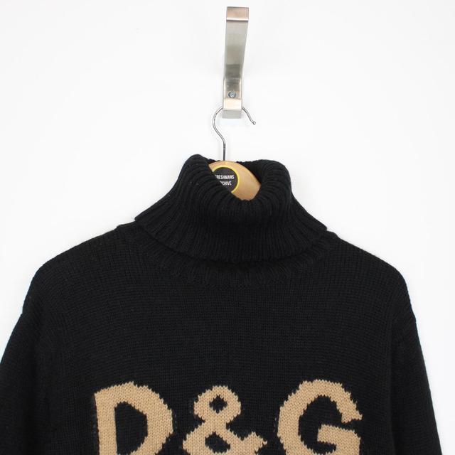 Vintage Dolce &amp; Gabbana Brown and Tan Roll Neck Wool Knit Jumper