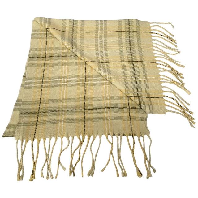 Vintage 90s Burberry Yellow Nova Check Lambswool Scarf