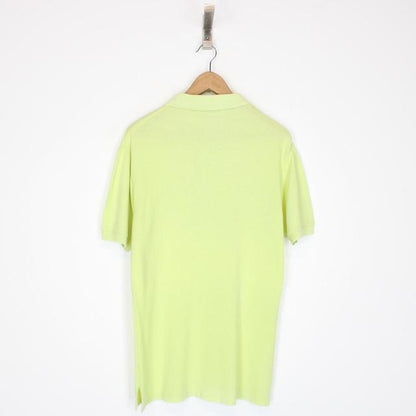 Vintage 80s Yves Saint Laurent Lime Green Short Sleeve Spellout Polo Shirt