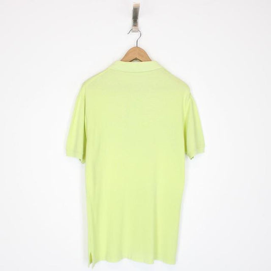 Vintage 80s Yves Saint Laurent Lime Green Short Sleeve Spellout Polo Shirt