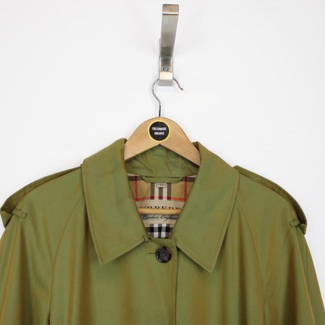 Burberry Green Nova Check Side-Slit Single Breasted Belted Gabardine Trench Coat