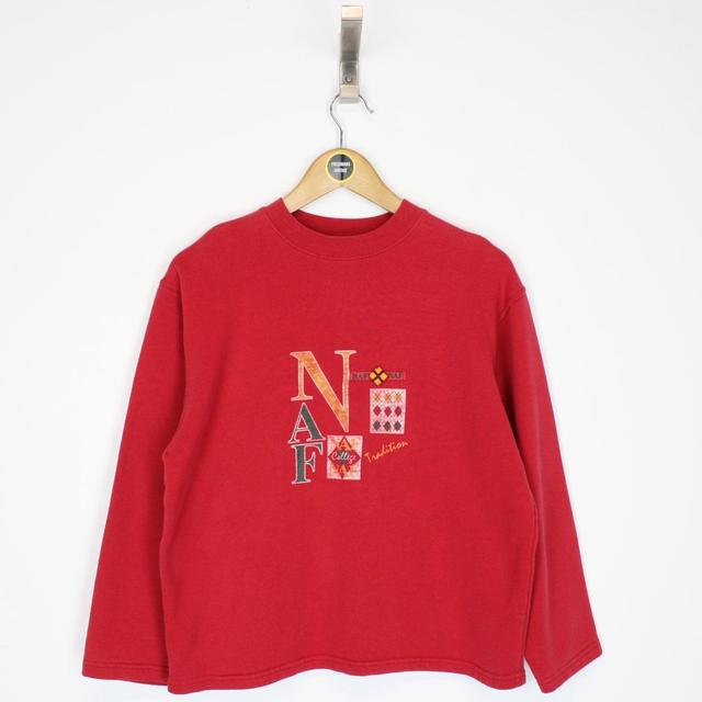 Vintage 90s Naf Naf Red Spellout Sweatshirt Jumper