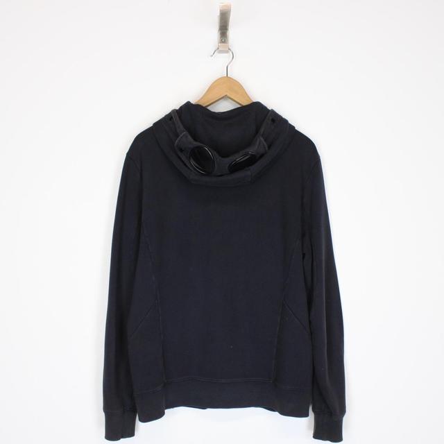CP Company Navy Blue Cotton Full Zip Goggle Hoodie Jumper