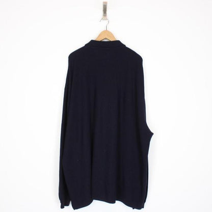 Vintage 90s Burberry Navy Blue Merino Wool/Acrylic Button Up Cardigan