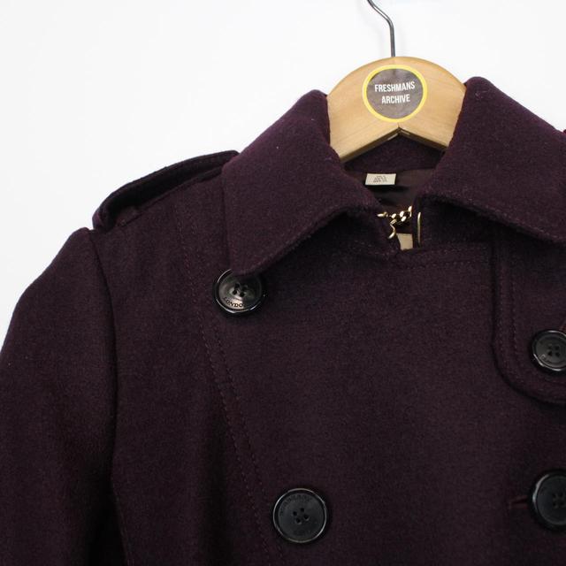 Burberry London Purple Virgin Wool Double Breasted Belted Trench Coat