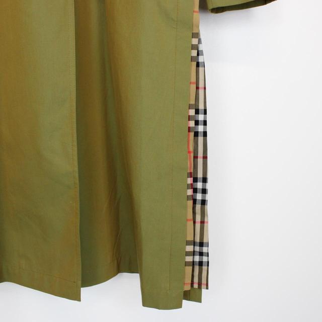 Burberry Green Nova Check Side-Slit Single Breasted Belted Gabardine Trench Coat