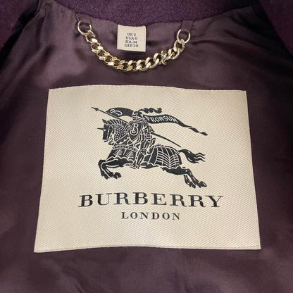 Burberry London Purple Virgin Wool Double Breasted Belted Trench Coat