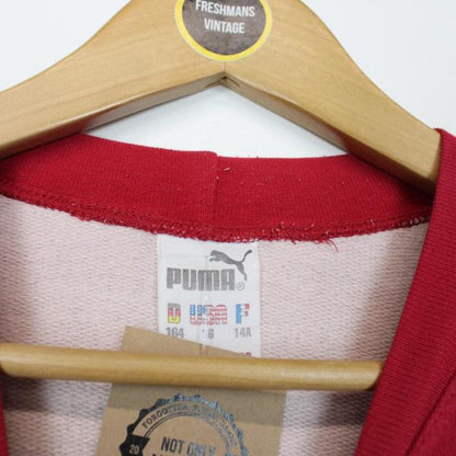 Vintage 90s Puma Grey and Red Spellout Sweatshirt Jumper