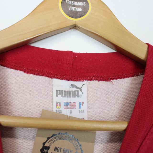 Vintage 90s Puma Grey and Red Spellout Sweatshirt Jumper