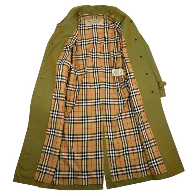Burberry Green Nova Check Side-Slit Single Breasted Belted Gabardine Trench Coat