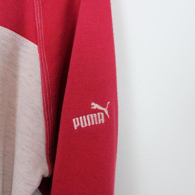 Vintage 90s Puma Grey and Red Spellout Sweatshirt Jumper