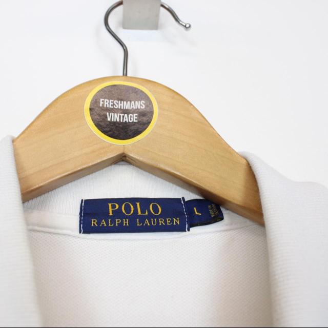 Polo Ralph Lauren White and Navy Blue Striped Short Sleeve Polo Shirt