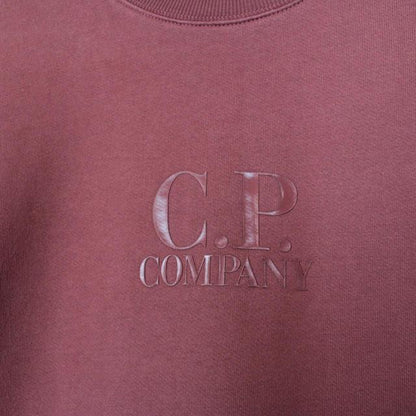 CP Company Burgundy Diagonal Fleece Cotton Sweatshirt Jumper
