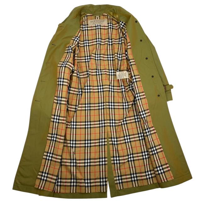 Burberry Green Nova Check Side-Slit Single Breasted Belted Gabardine Trench Coat