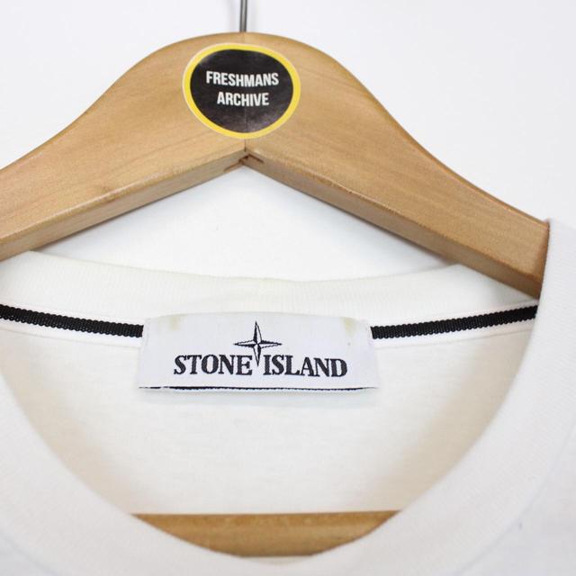 Stone Island SS 2021 Logo Print White and Black Short Sleeve T-Shirt