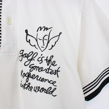 Vintage Jean-Charles de Castelbajac White and Black Short Sleeve Polo Shirt
