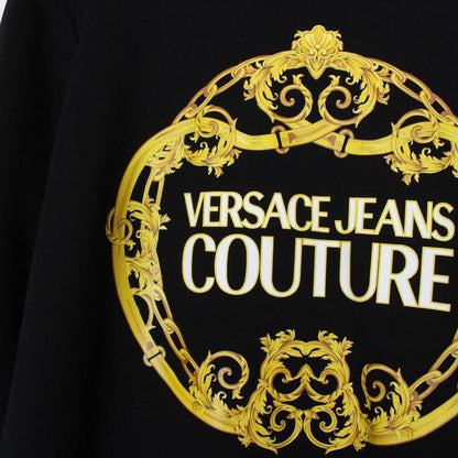 Versace Jeans Couture Black and Gold Baroque Logo Print Sweatshirt Jumper