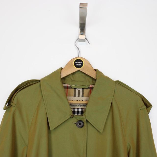 Burberry Green Nova Check Side-Slit Single Breasted Belted Gabardine Trench Coat