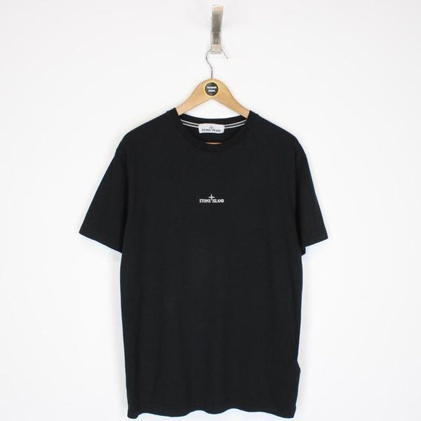Stone Island SS 2020 Logo Print Black and White Short Sleeve T-Shirt