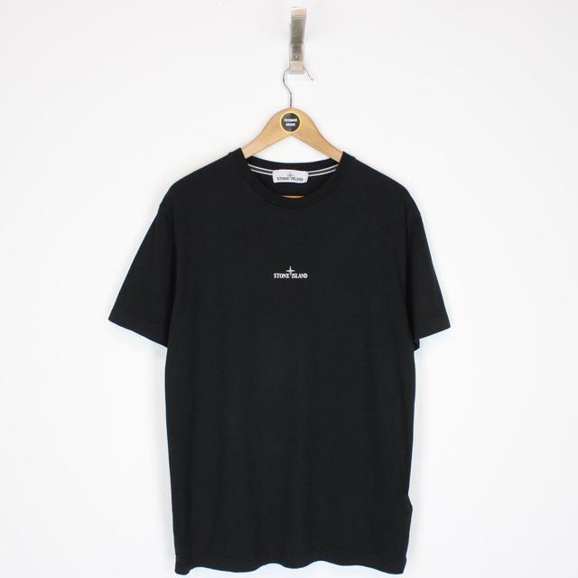 Stone Island SS 2020 Logo Print Black and White Short Sleeve T-Shirt