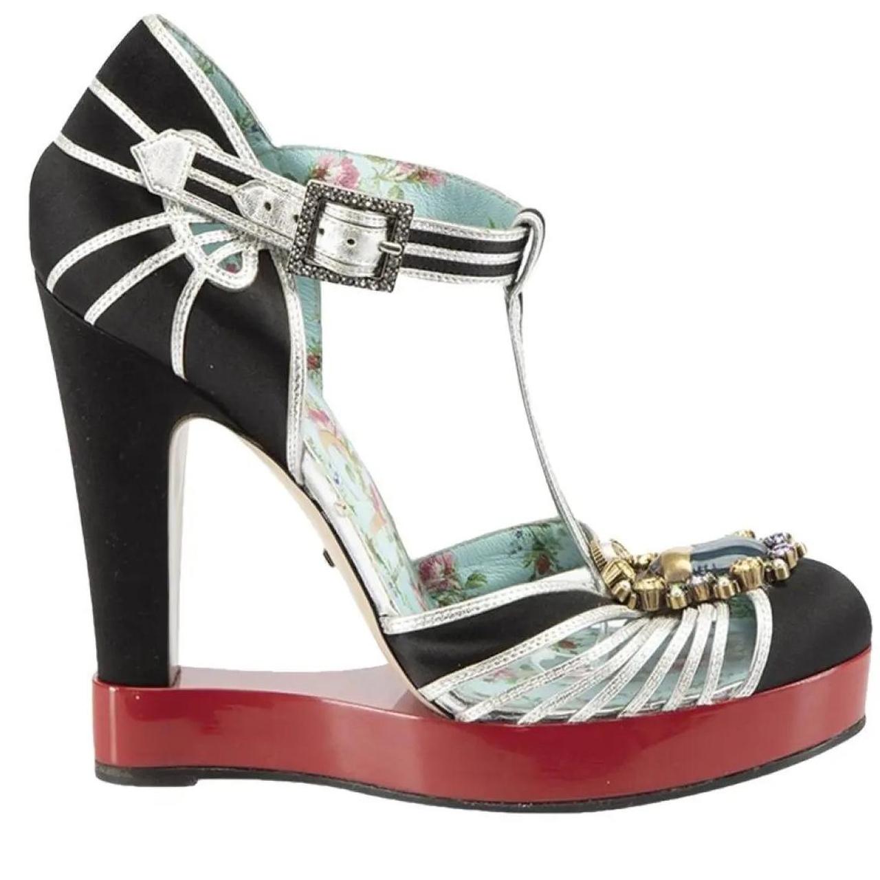Gucci Multicoloured T-Strap Patent Leather Platform Court Heels