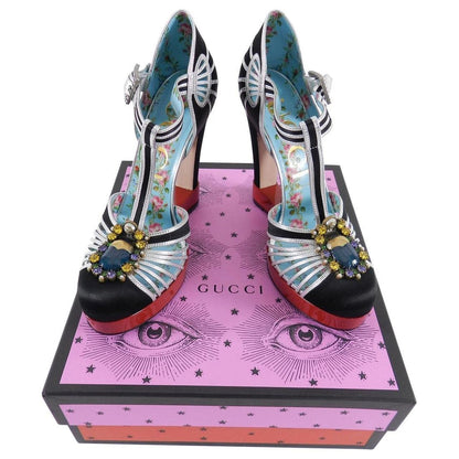 Gucci Multicoloured T-Strap Patent Leather Platform Court Heels