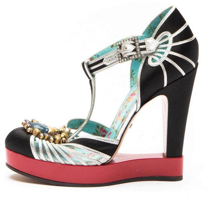 Gucci Multicoloured T-Strap Patent Leather Platform Court Heels