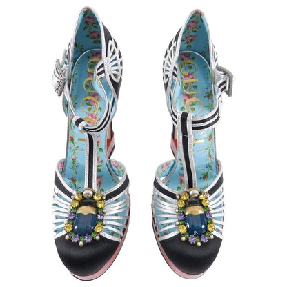 Gucci Multicoloured T-Strap Patent Leather Platform Court Heels