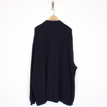 Vintage 90s Burberry Navy Blue Merino Wool/Acrylic Button Up Cardigan