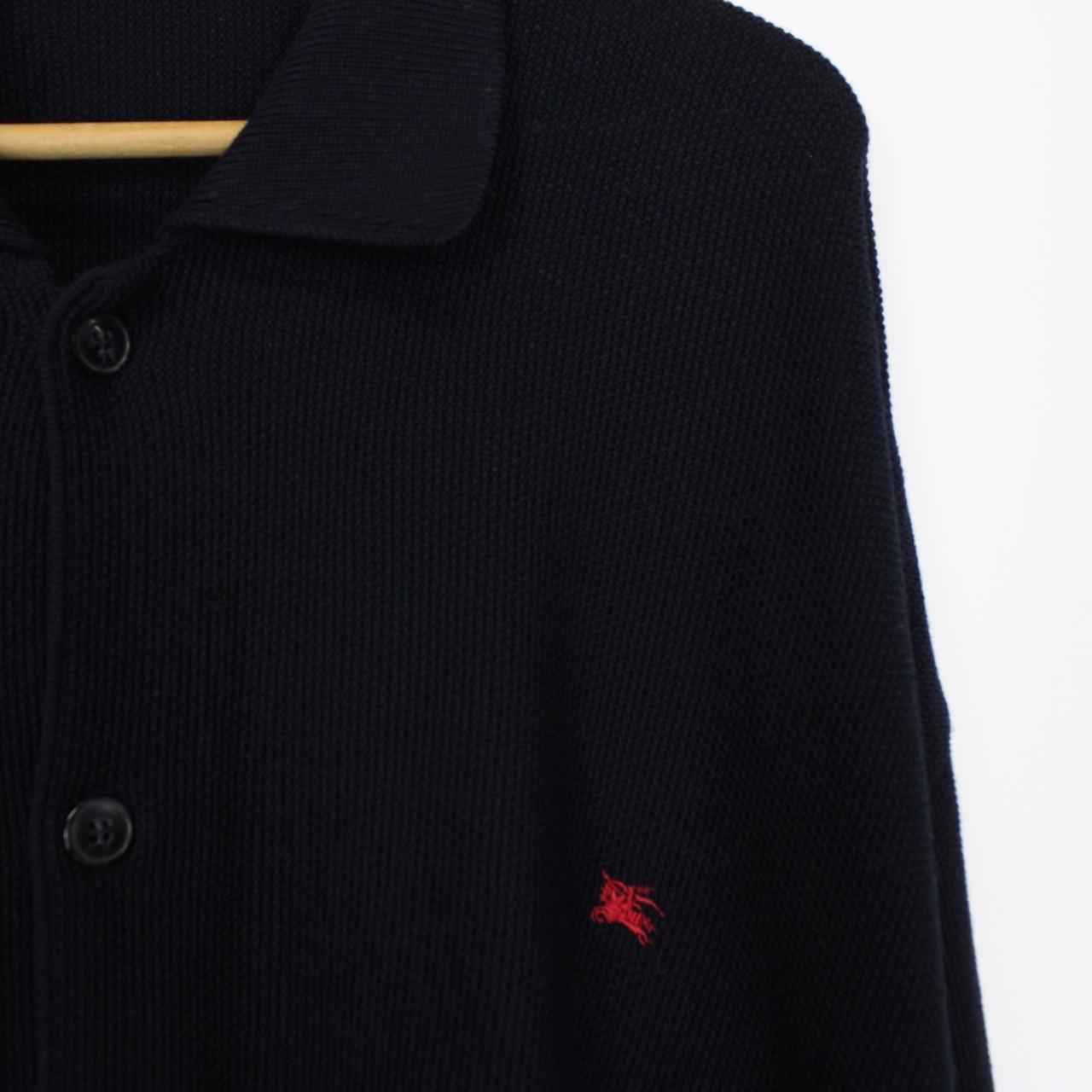 Vintage 90s Burberry Navy Blue Merino Wool/Acrylic Button Up Cardigan