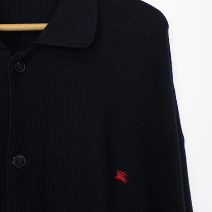 Vintage 90s Burberry Navy Blue Merino Wool/Acrylic Button Up Cardigan