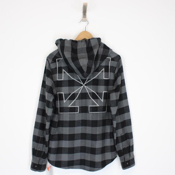 Off White Arrows Flannel Hoodie Shirt Small