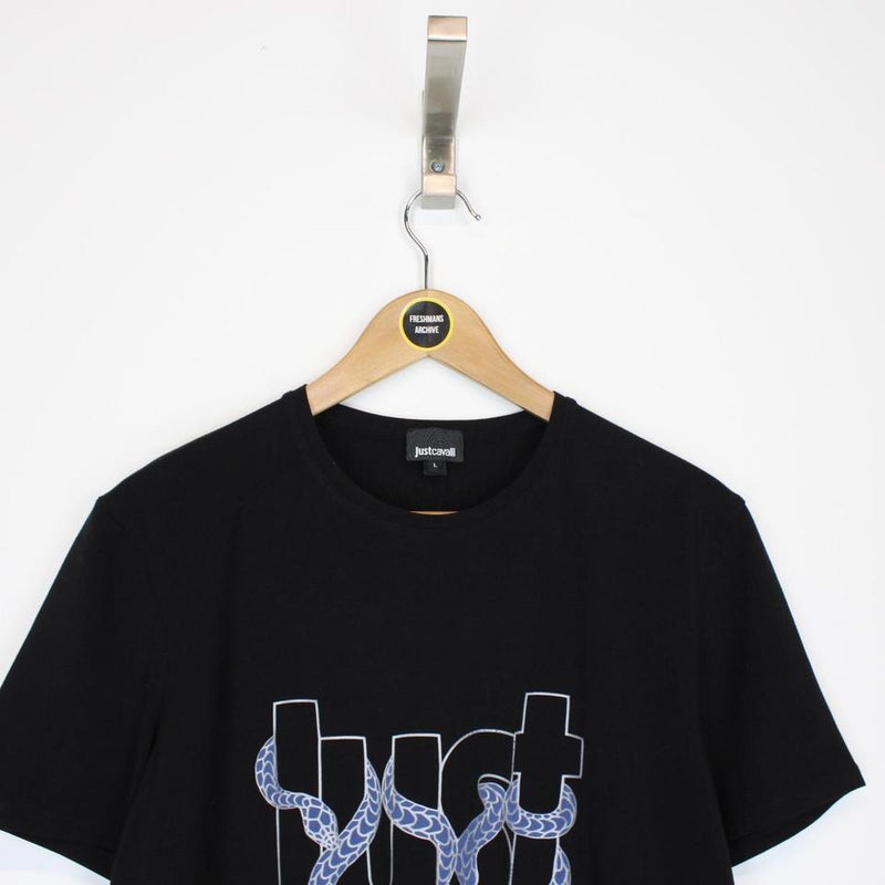 Just Cavalli Snake Wrapped Logo T-Shirt Large