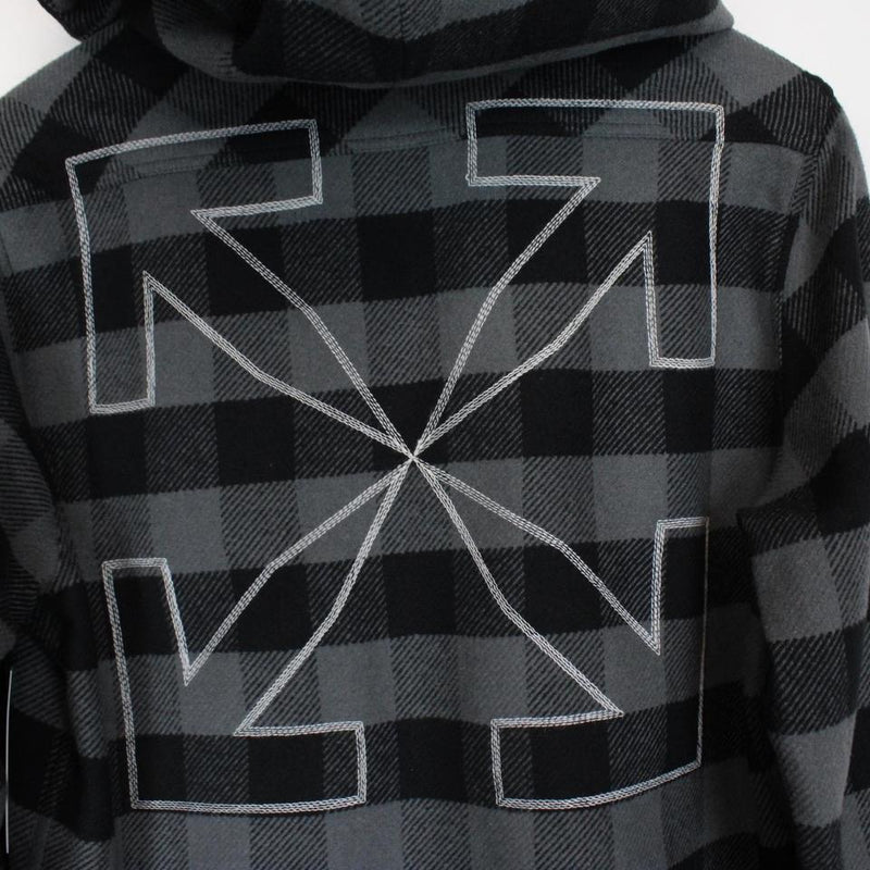 Off White Arrows Flannel Hoodie Shirt Small