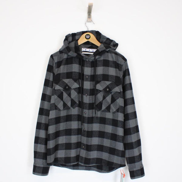 Off White Arrows Flannel Hoodie Shirt Small