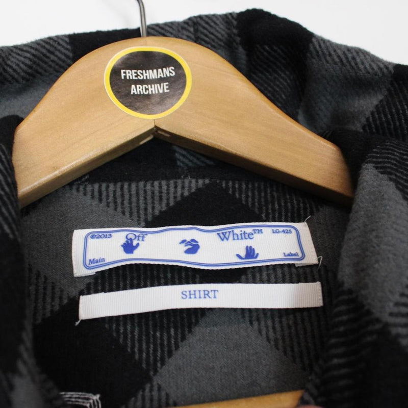 Off White Arrows Flannel Hoodie Shirt Small