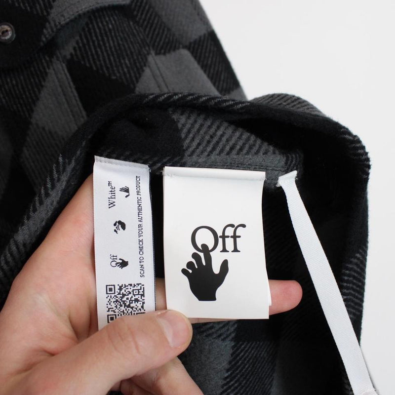 Off White Arrows Flannel Hoodie Shirt Small