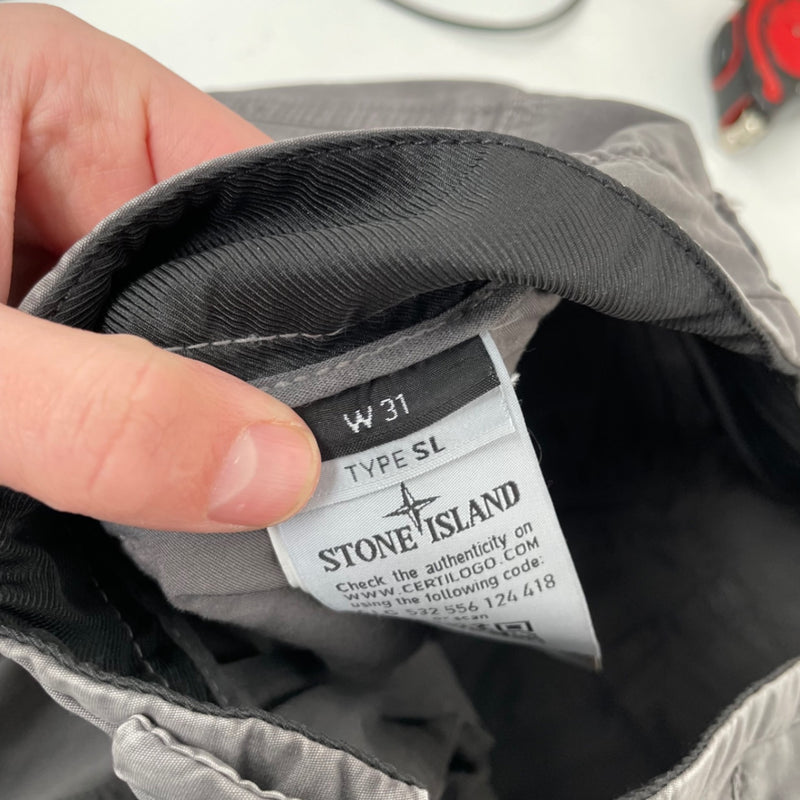 Stone Island SS 2020 Grey Slim Fit Cargo Trousers Medium