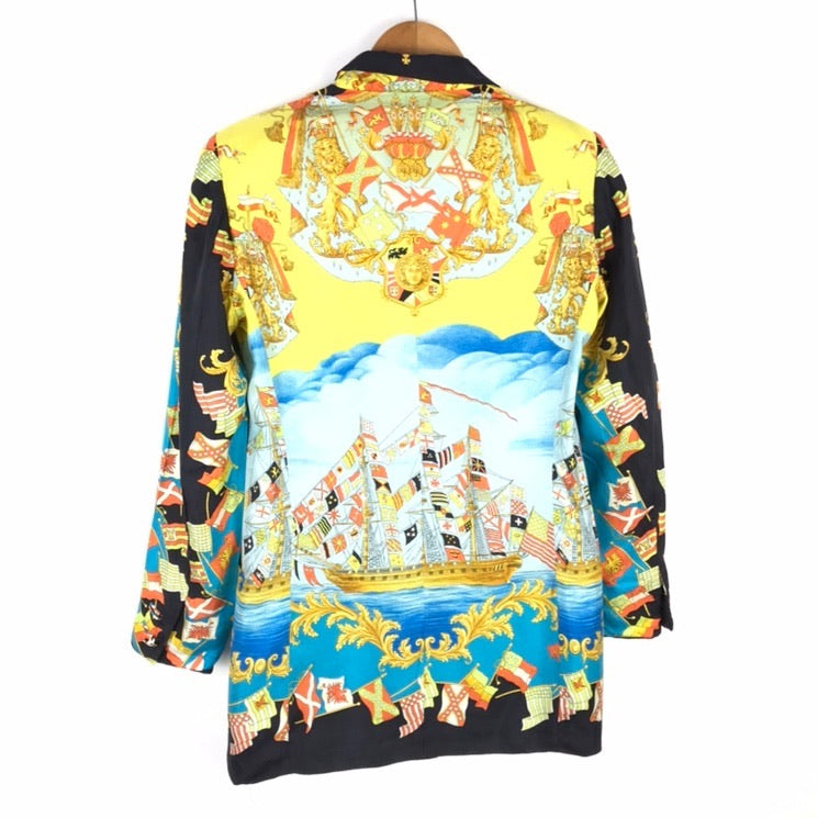 Vintage 1992 Gianni Versace Couture Amerigo Vespucci Flag Blouse UK10
