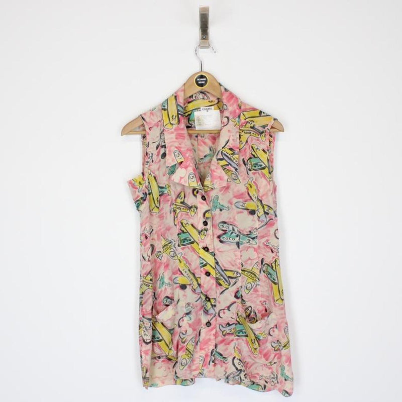 Vintage 1994 Chanel Aeroplane Print Silk Dress Medium