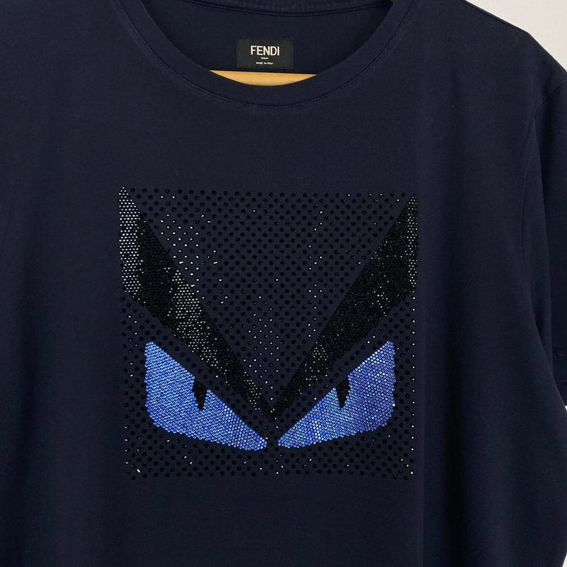 Fendi Crystal Embellished Monster T-Shirt Large