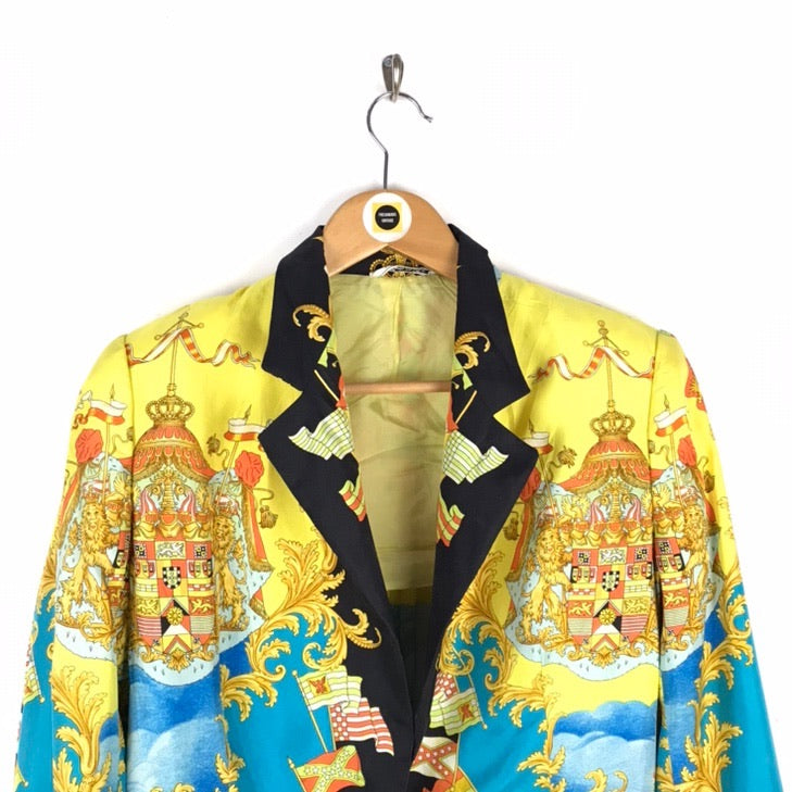 Vintage 1992 Gianni Versace Couture Amerigo Vespucci Flag Blouse UK10